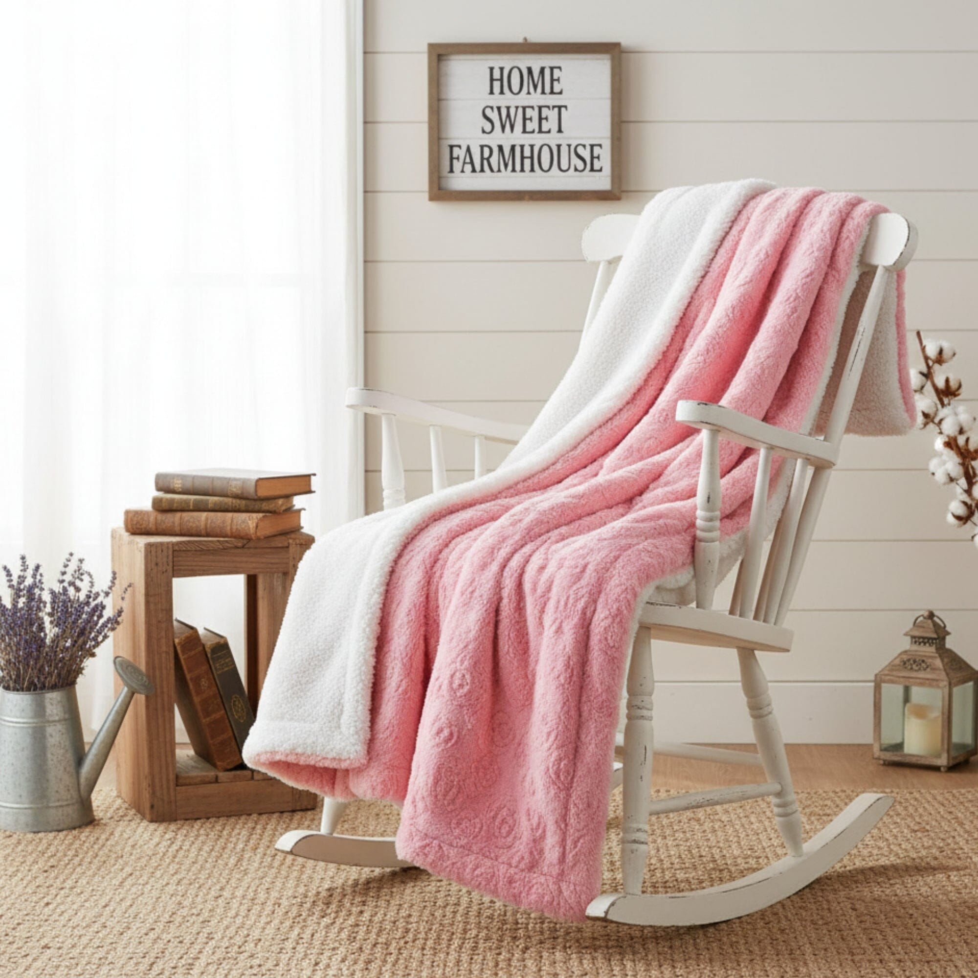 Blossom Rose Sherpa Throw