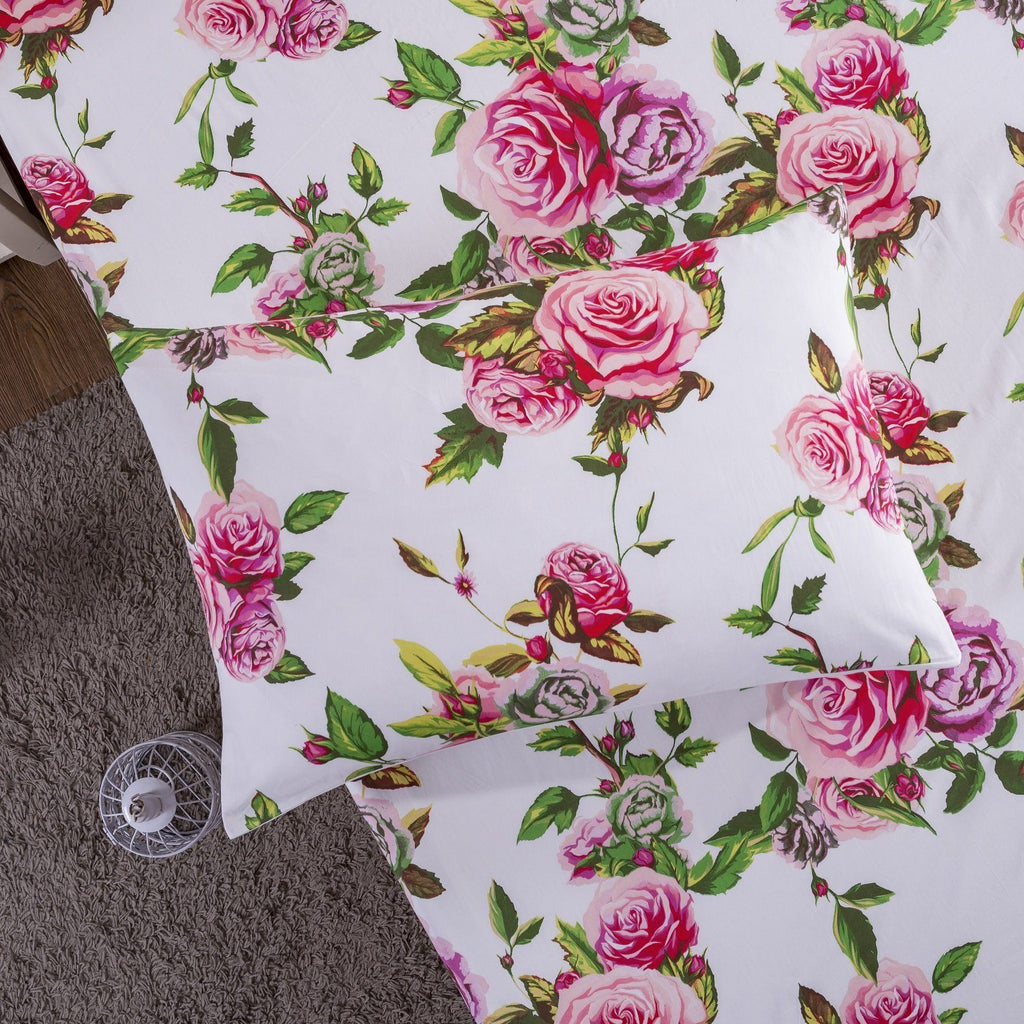Romantic Rose Garden Fitted Sheet and Pillowcase